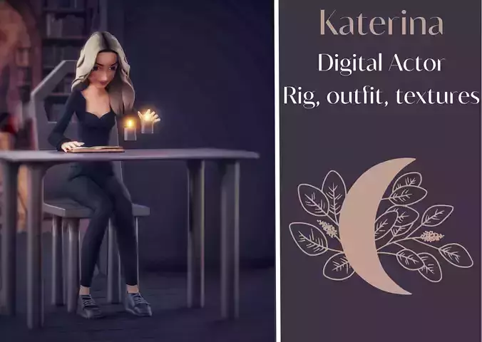 Katerina Stylized Digital Actor 3D model