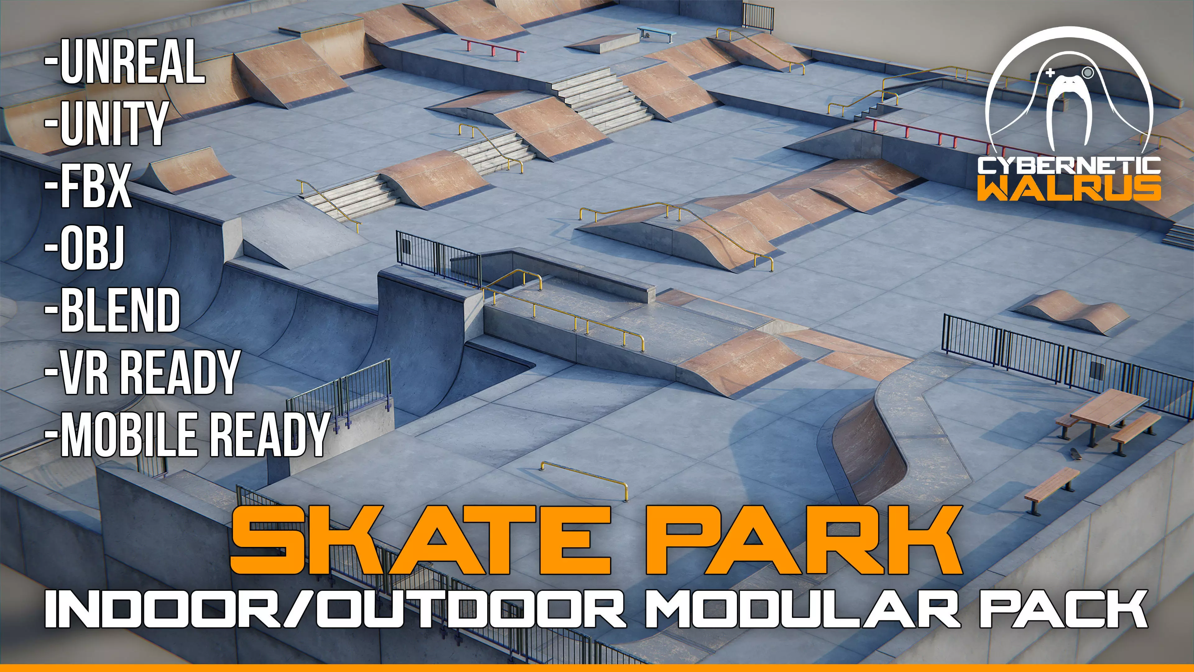 Skate Park - Modular Pack Low-poly 3D model_0