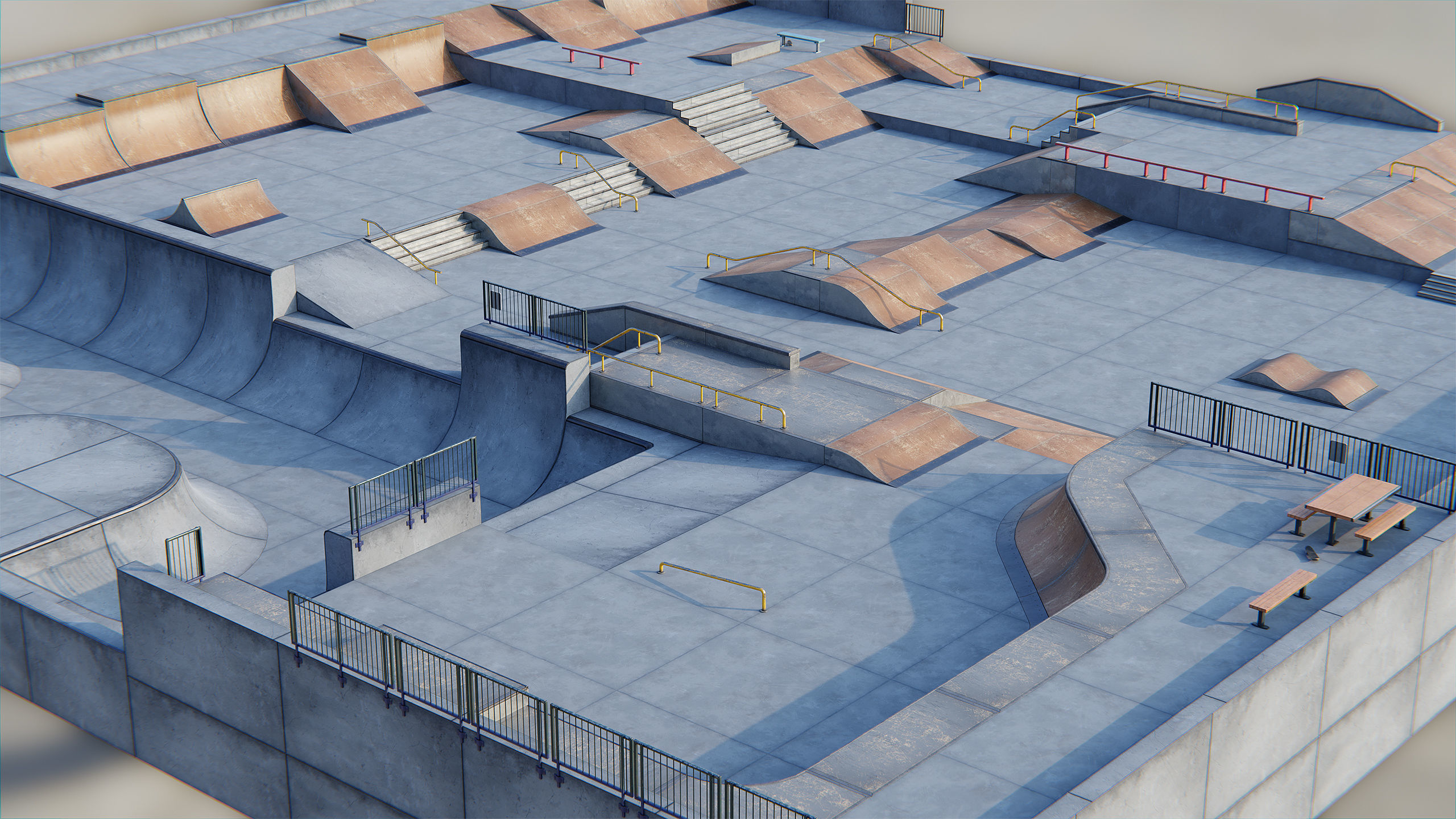 Skate Park - Modular Pack Low-poly 3D model_3