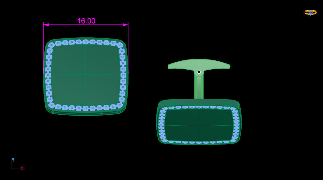Cufflink cushion pave set diamonds 3D print model_2
