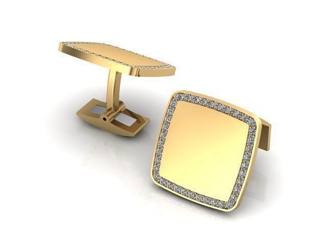 Cufflink cushion pave set diamonds 3D print model