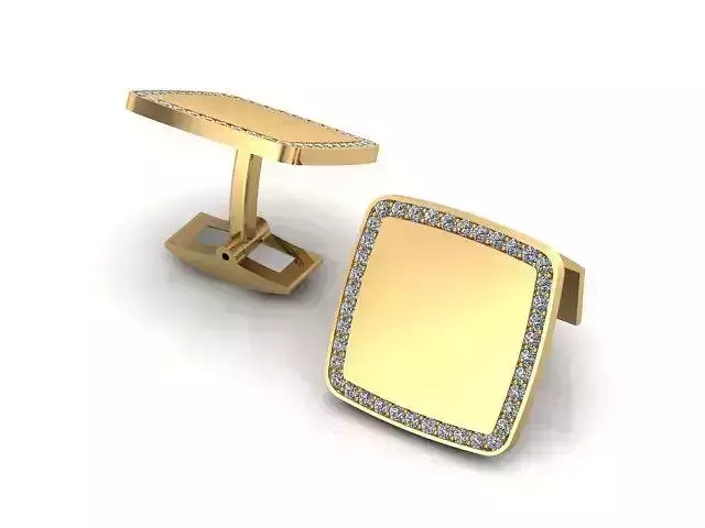Cufflink cushion pave set diamonds 3D print model