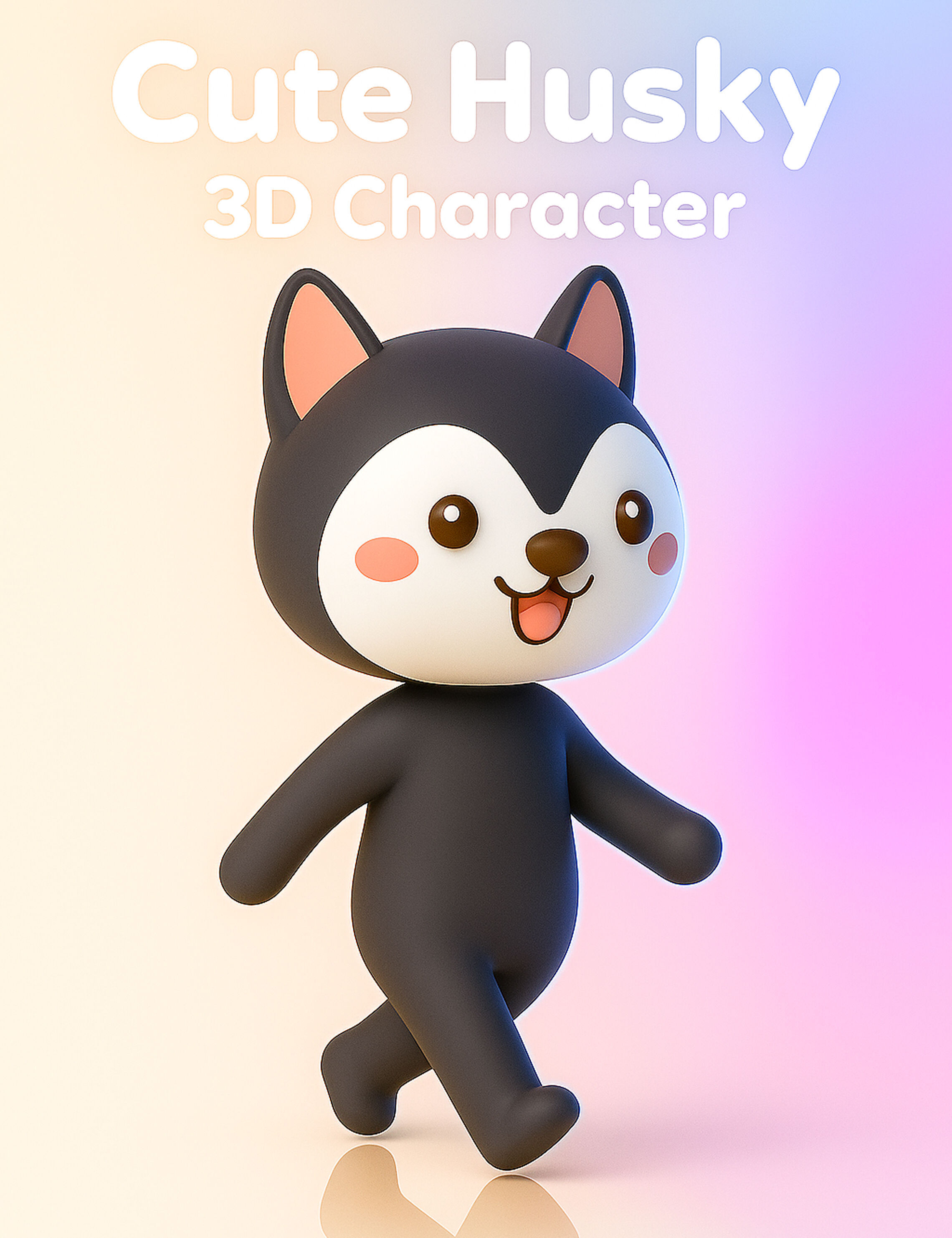 Cartoon Wolf character 3d Low-poly 3D model_2