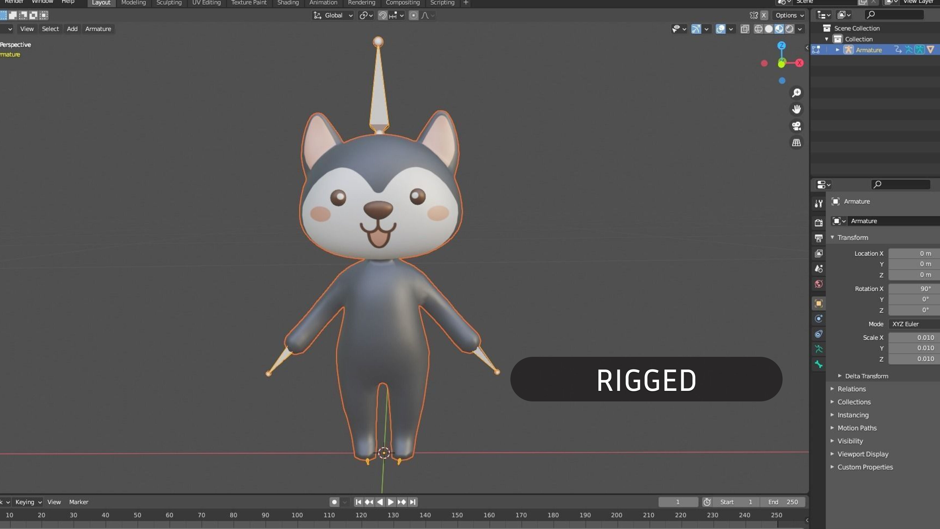 Cartoon Wolf character 3d Low-poly 3D model_9