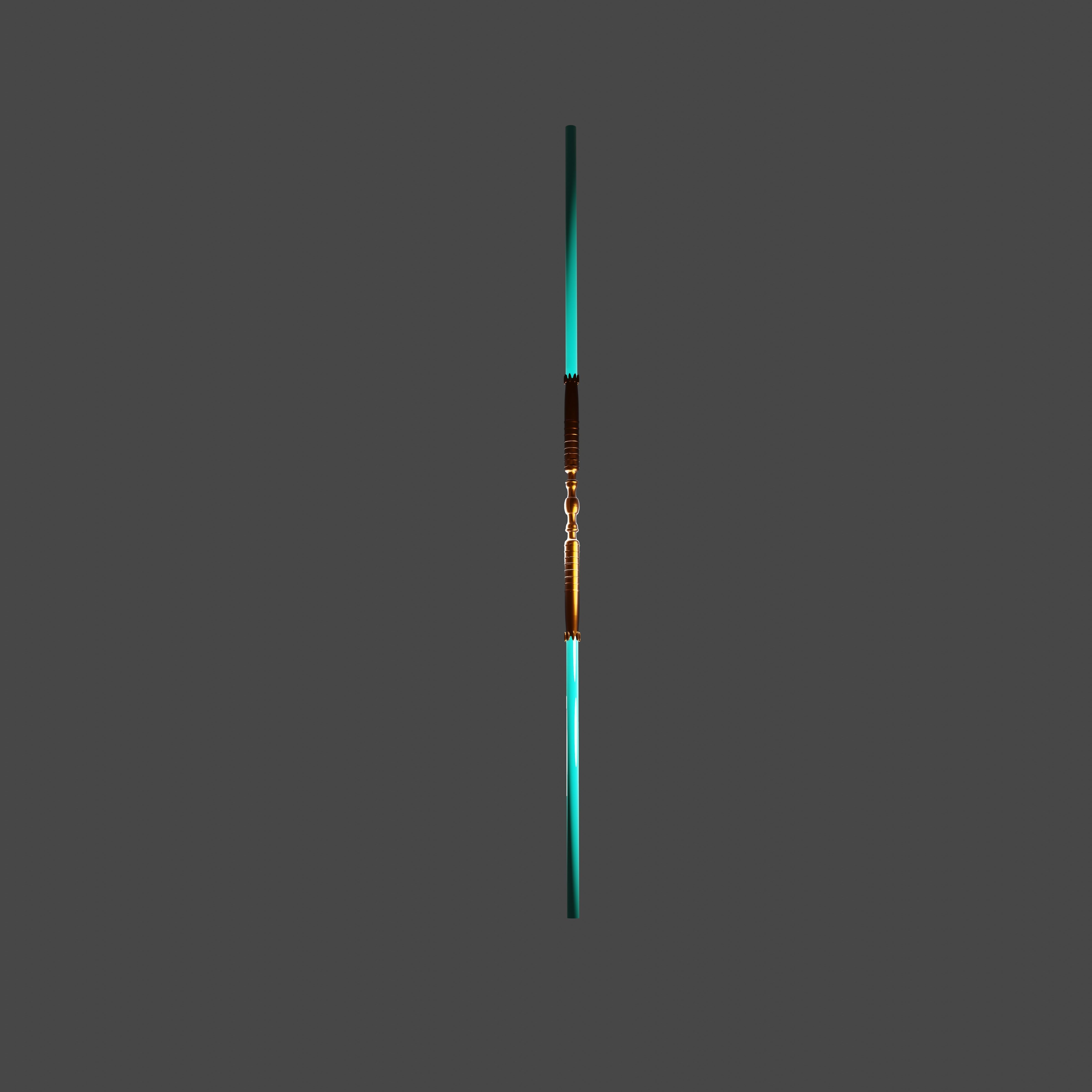 Gold and Blue double-bladed lightsaber Low-poly 3D model_1