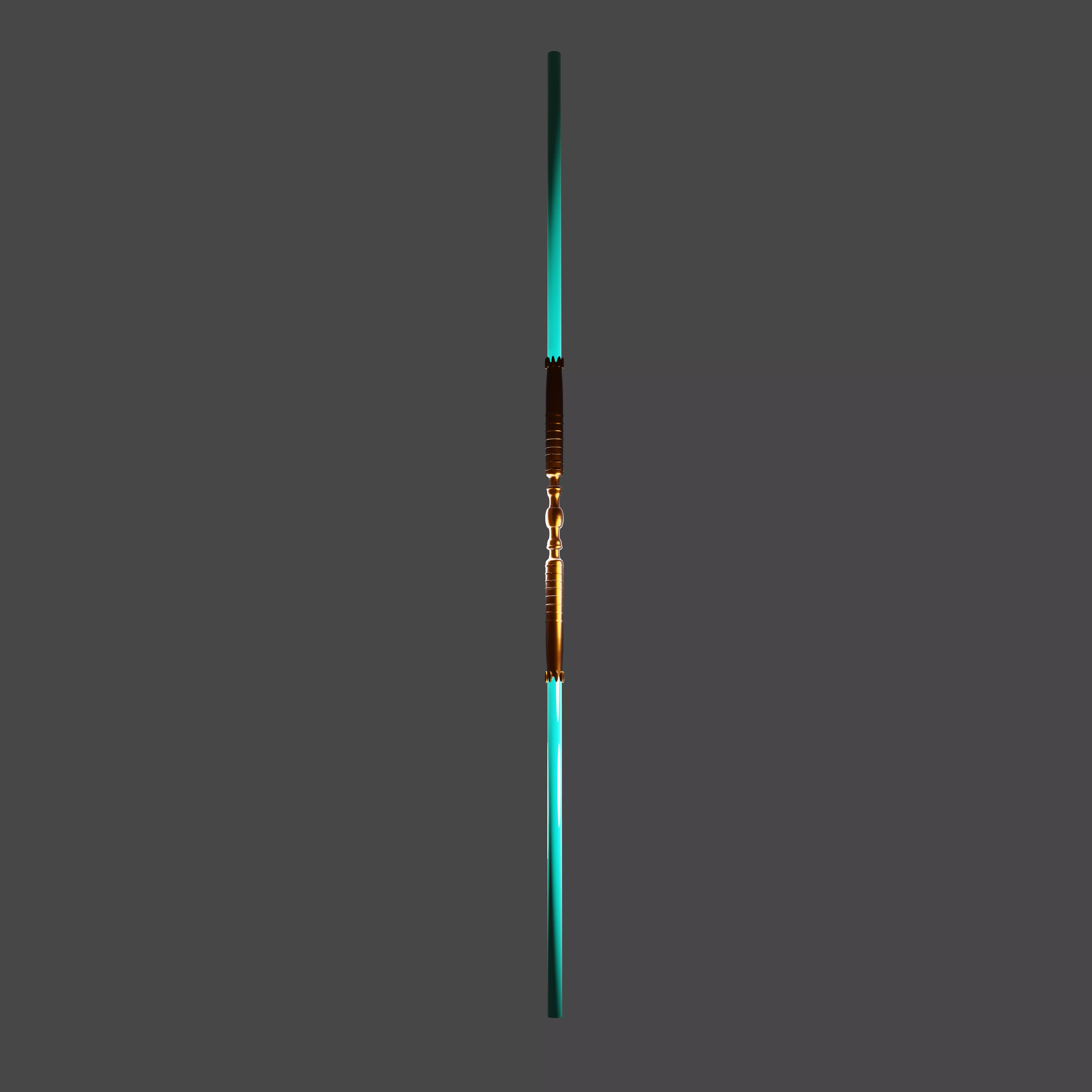 Gold and Blue double-bladed lightsaber Low-poly 3D model_0
