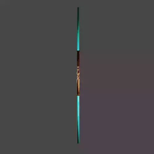 Gold and Blue double-bladed lightsaber Low-poly 3D model