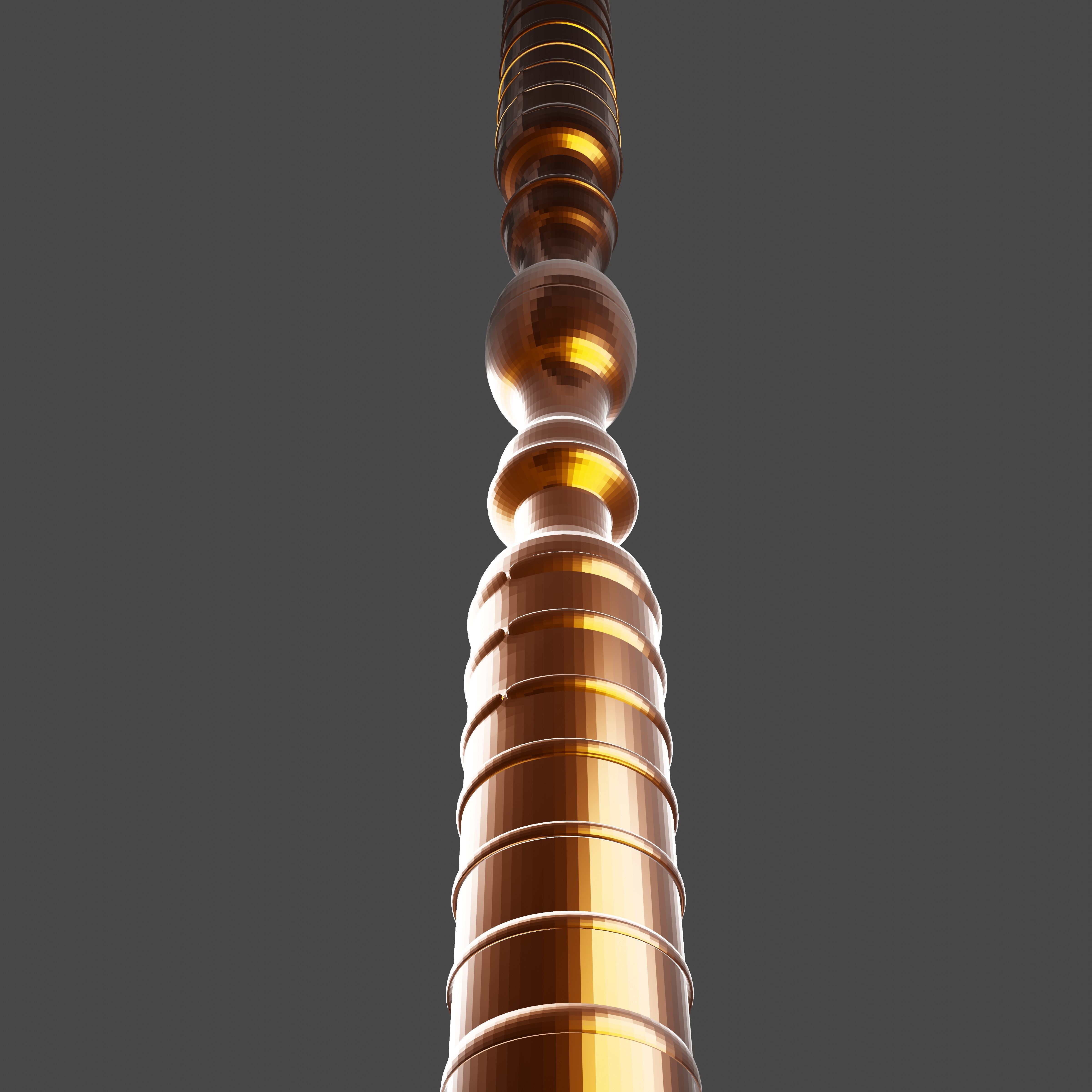 Gold and Blue double-bladed lightsaber Low-poly 3D model_2