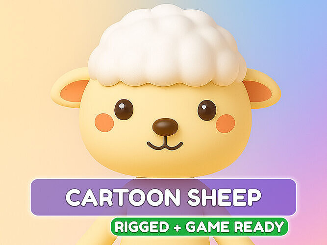 Cartoon Sheep character 3d  Low-poly 3D model