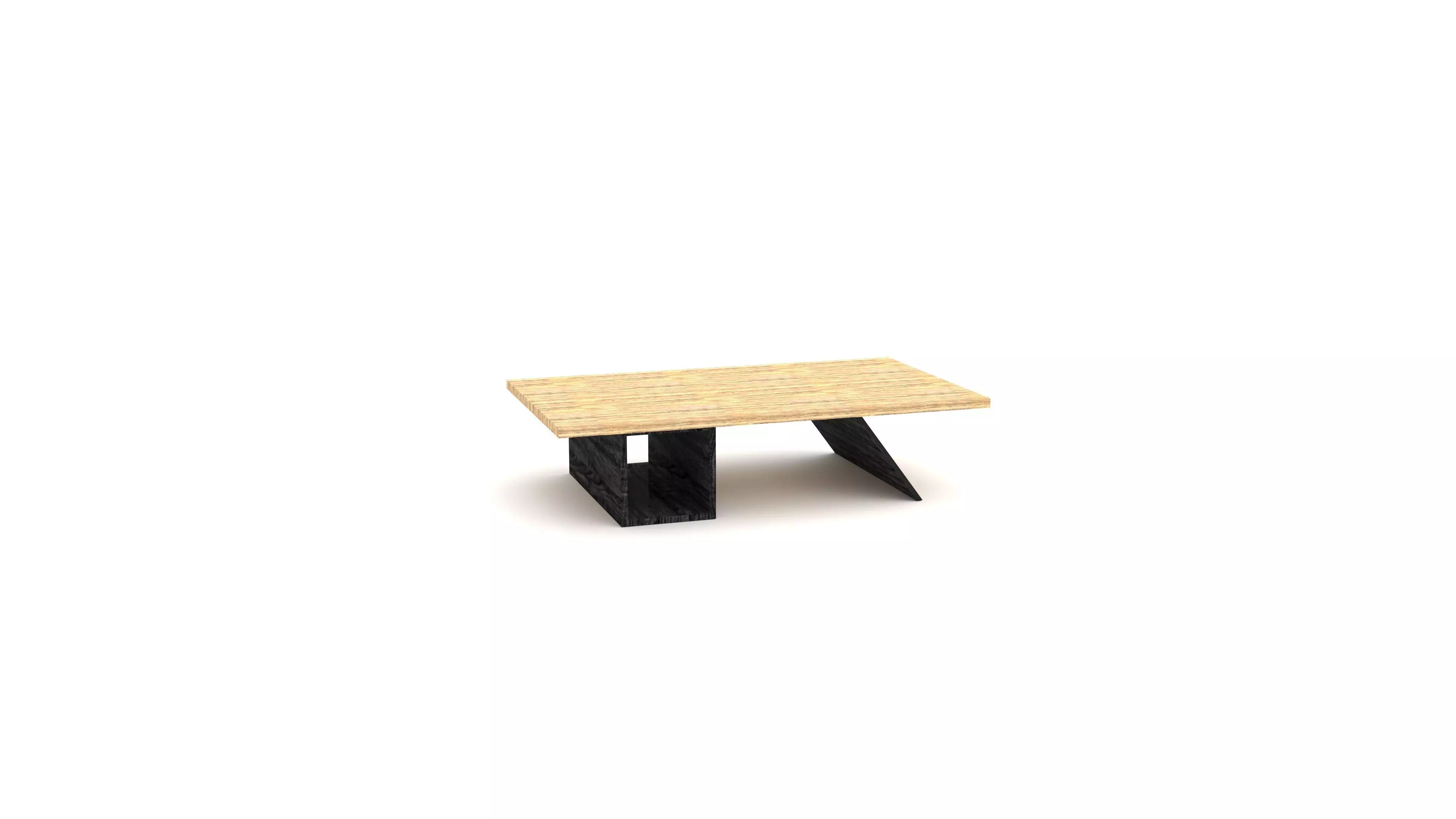 Table wooden coffee with legs 3D model_0