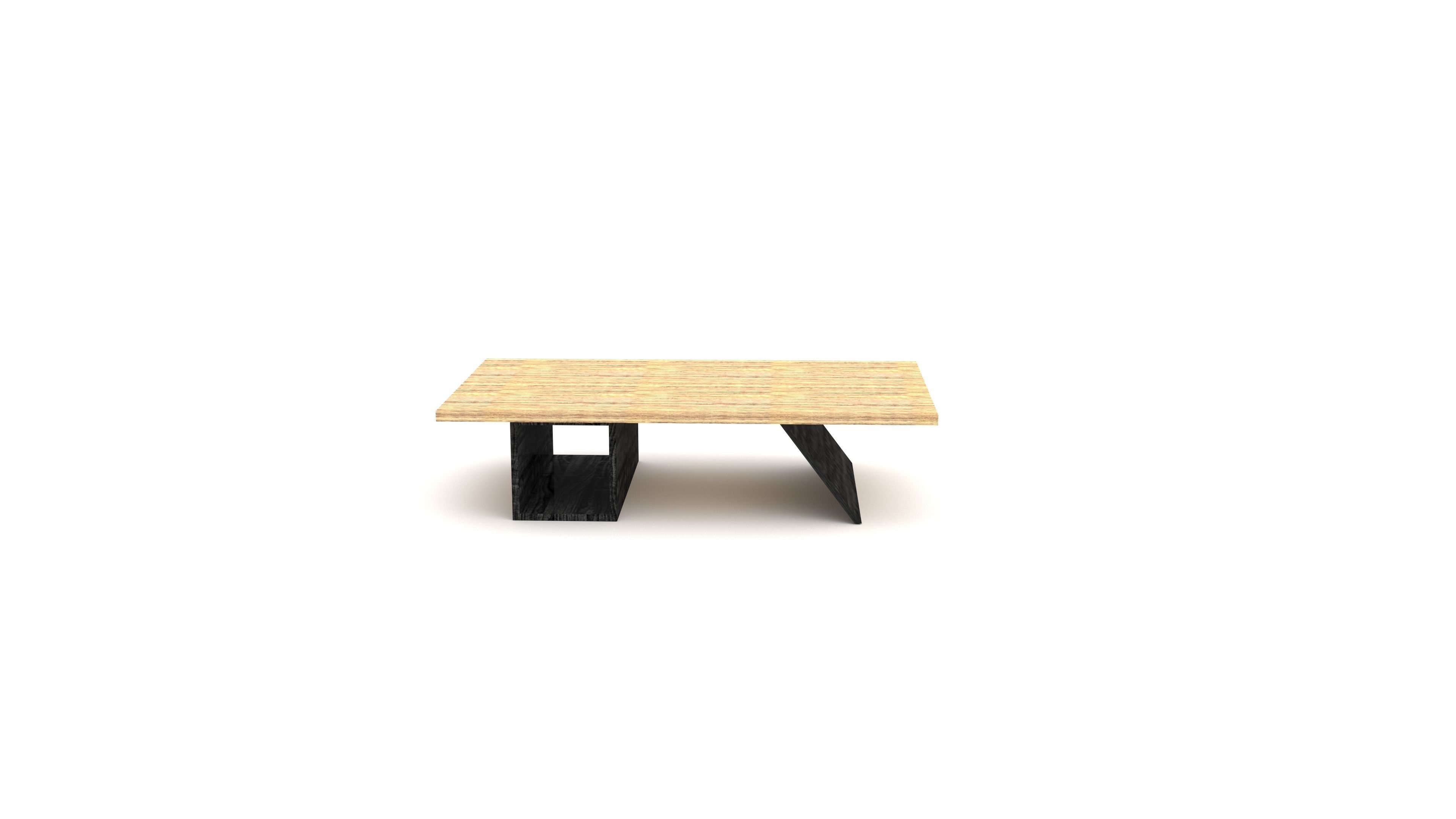 Table wooden coffee with legs 3D model_1