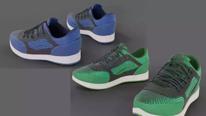 Shoes green and Blue  Free low-poly 3D model