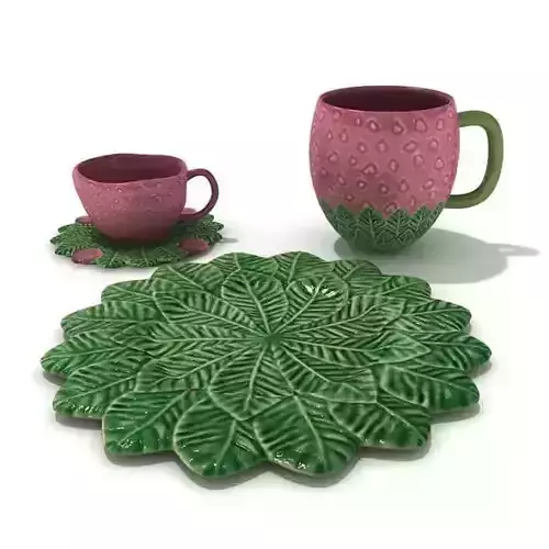 Strawberry Tea Set 3D model