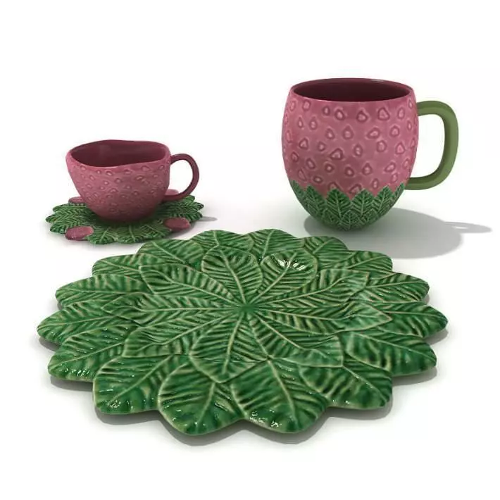 Strawberry Tea Set 3D model_0