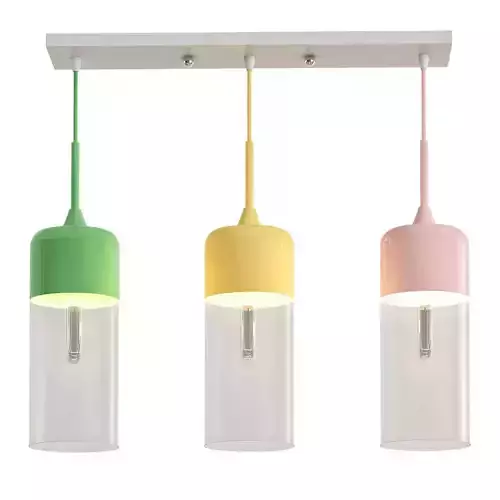 NORD-COLOR-TRIO three colorful pendant lights hanging from ceiling