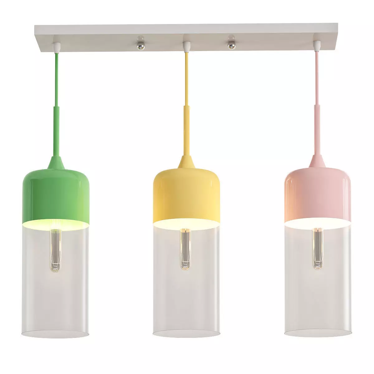 NORD-COLOR-TRIO three colorful pendant lights hanging from ce... 3D model_0