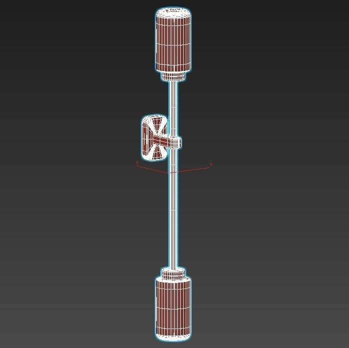 hanston two light wall sconce in brass 3D model_2