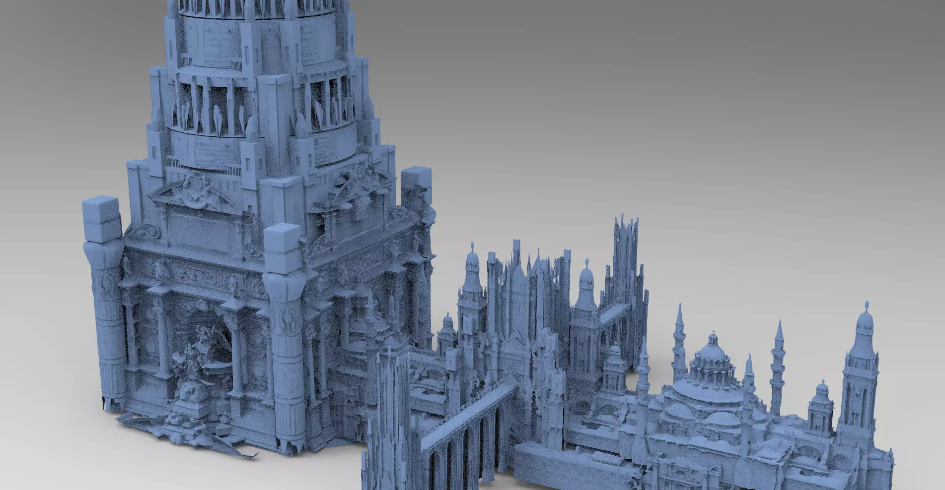 Fantasy Art Deco New York Art Deco Bridges Towers  3D model_0