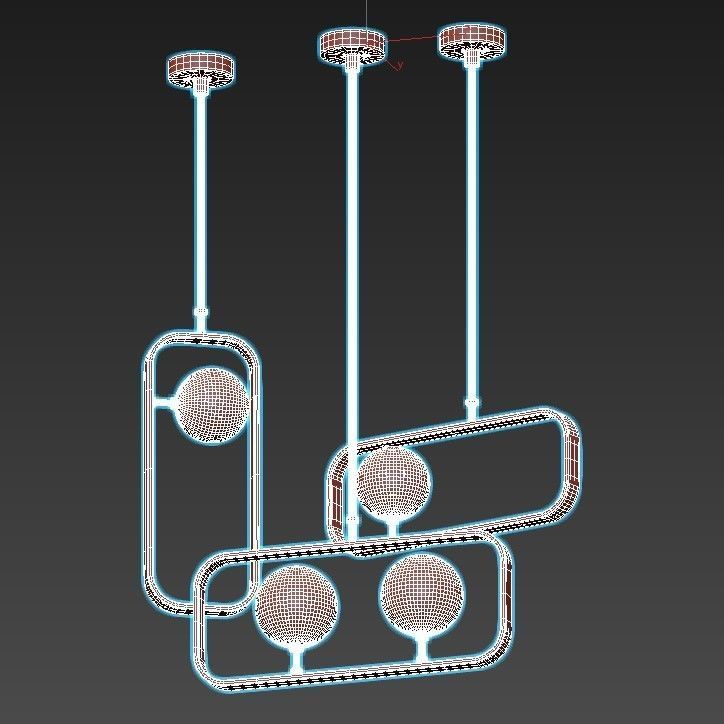 parker three brass pendant lights hanging 3D model_3