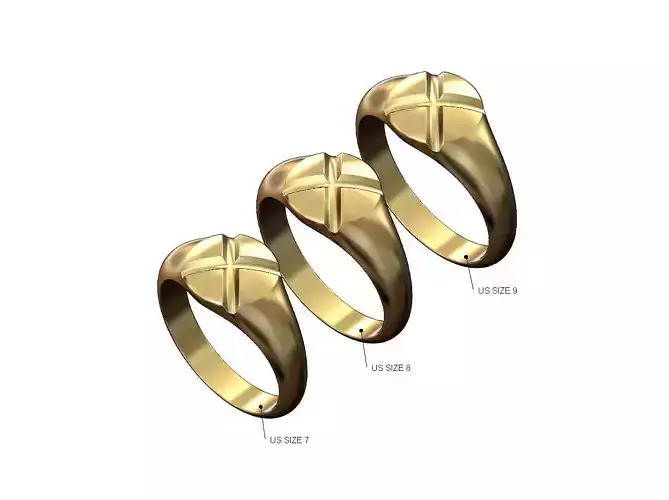 Grooved round dome signet US sizes  7 8 9