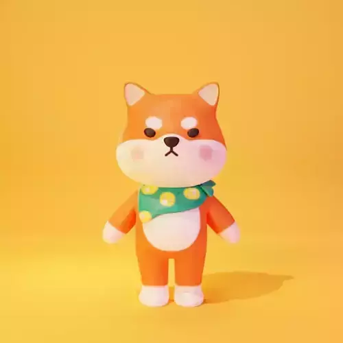 Cartoon Shiba Inu with moon pattern neckerchief