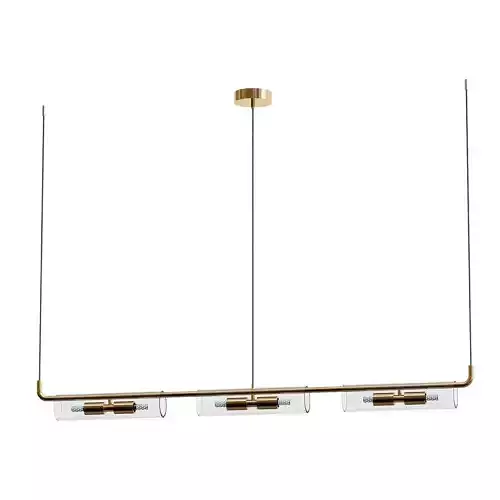 lucina-long modern light fixture with brass and clear glass