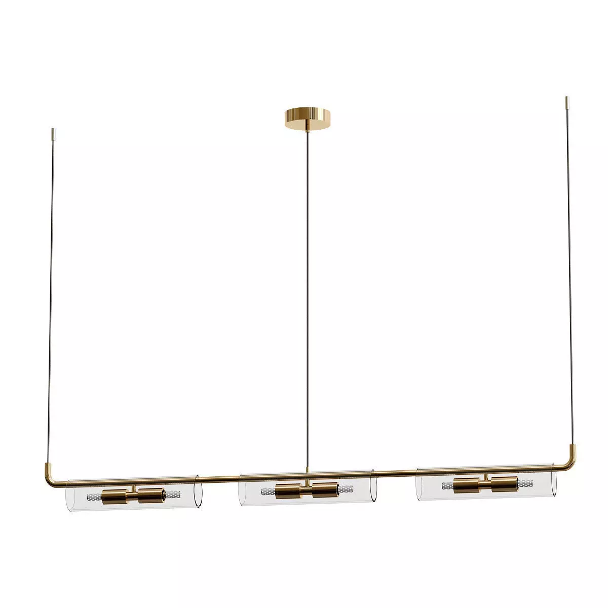 lucina-long modern light fixture with brass and clear glass 3D model_0