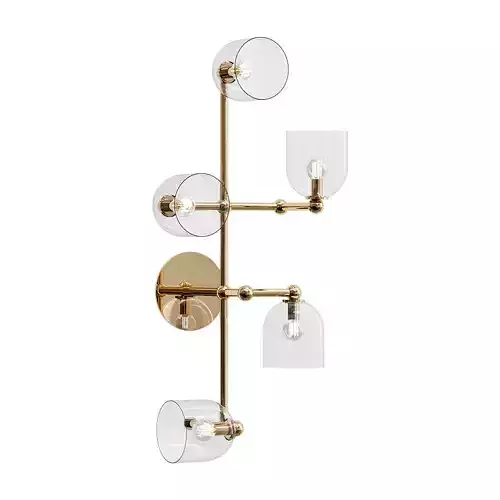 master three light wall sconce in brass and glass