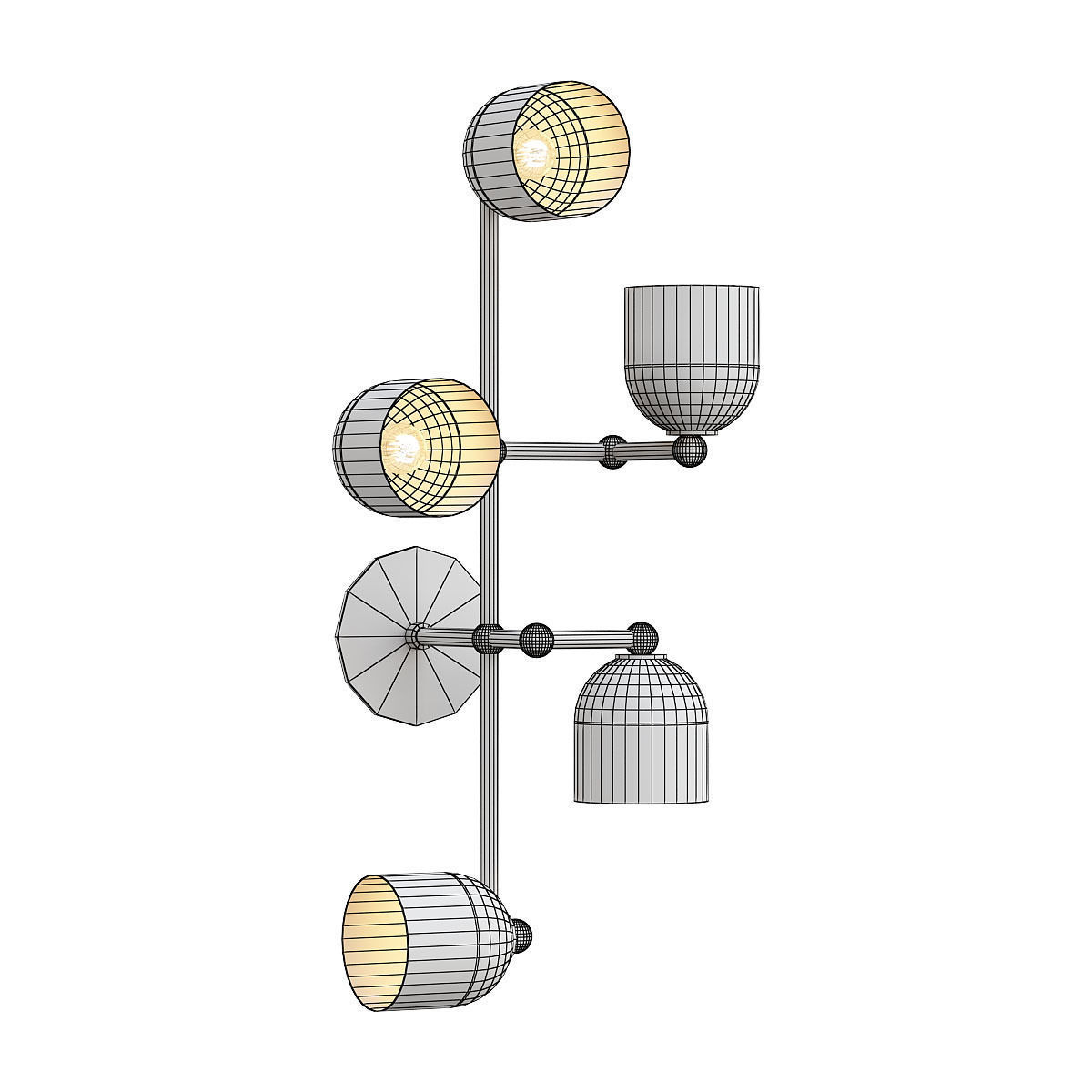 master three light wall sconce in brass and glass 3D model_1