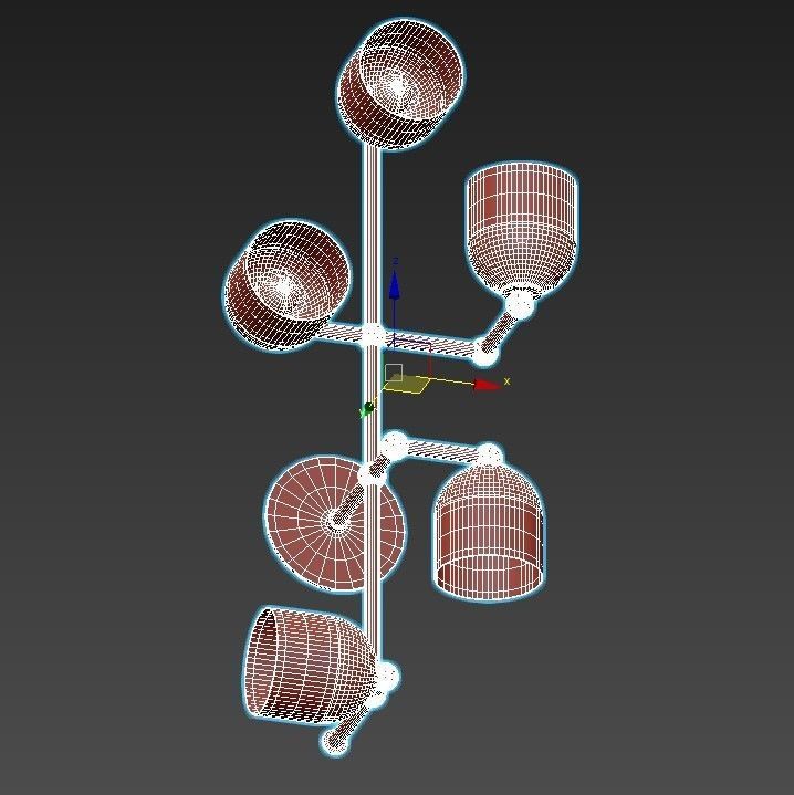 master three light wall sconce in brass and glass 3D model_2