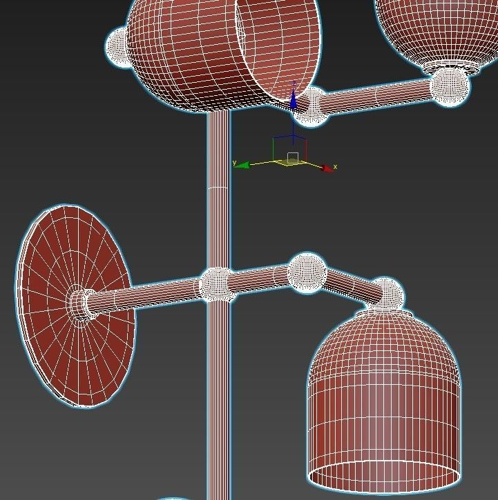 master three light wall sconce in brass and glass 3D model_4