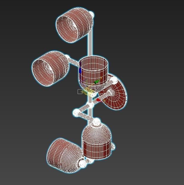 master three light wall sconce in brass and glass 3D model_3