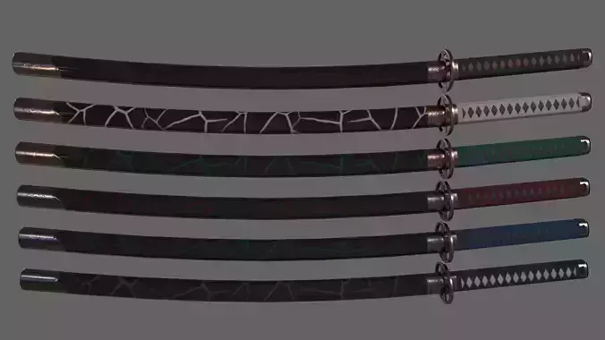 PBR Katana Japanese Sword V1 Low-poly 3D model