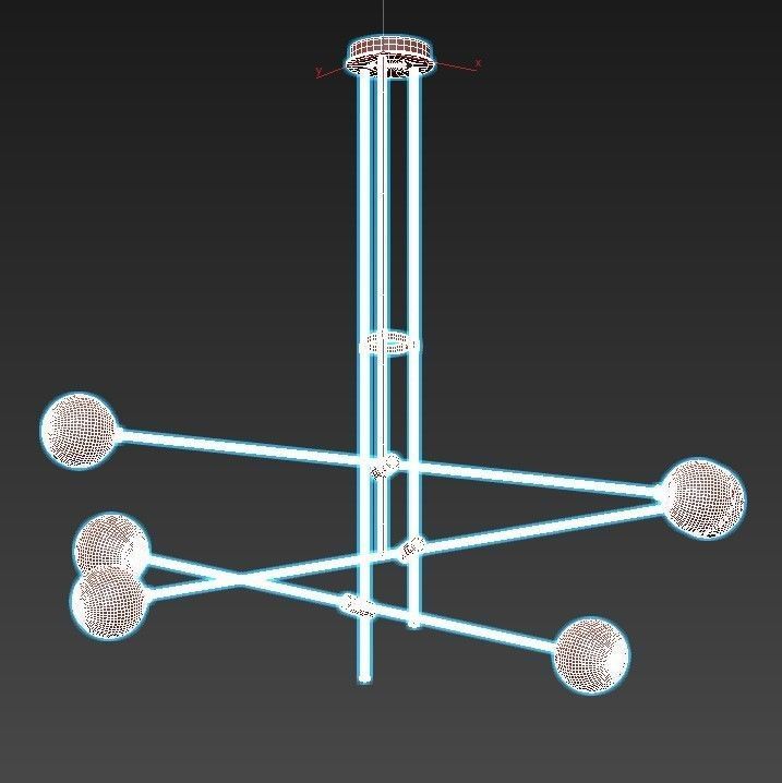 kovaks modern chandelier with brass and balls 3D model_3