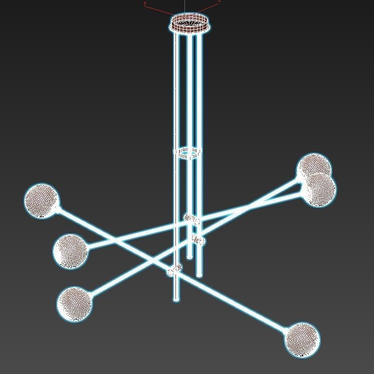 kovaks modern chandelier with brass and balls 3D model_2