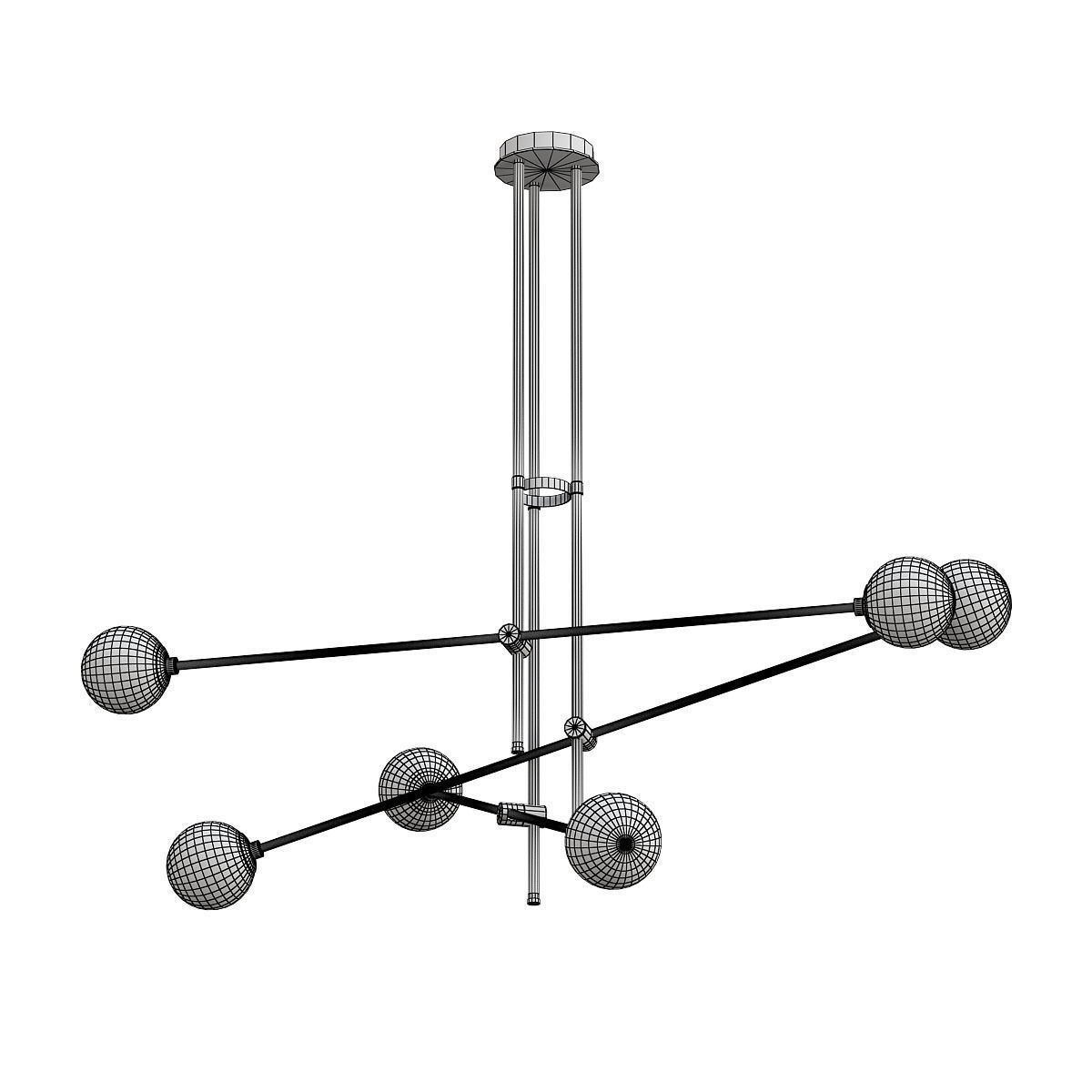 kovaks modern chandelier with brass and balls 3D model_1