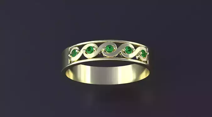 Ring with gems 3D print or CNC model