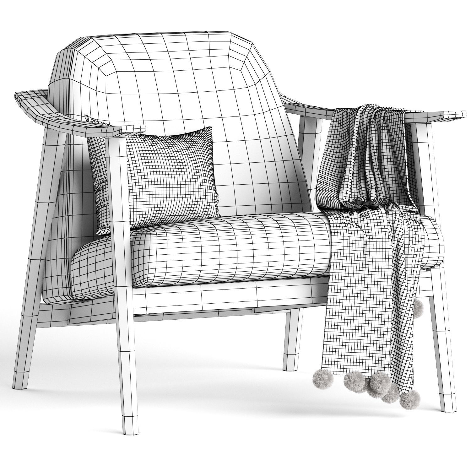 Baltic armchair 3D model_2