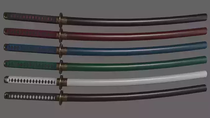 PBR Katana Japanese Sword V2 Low-poly 3D model
