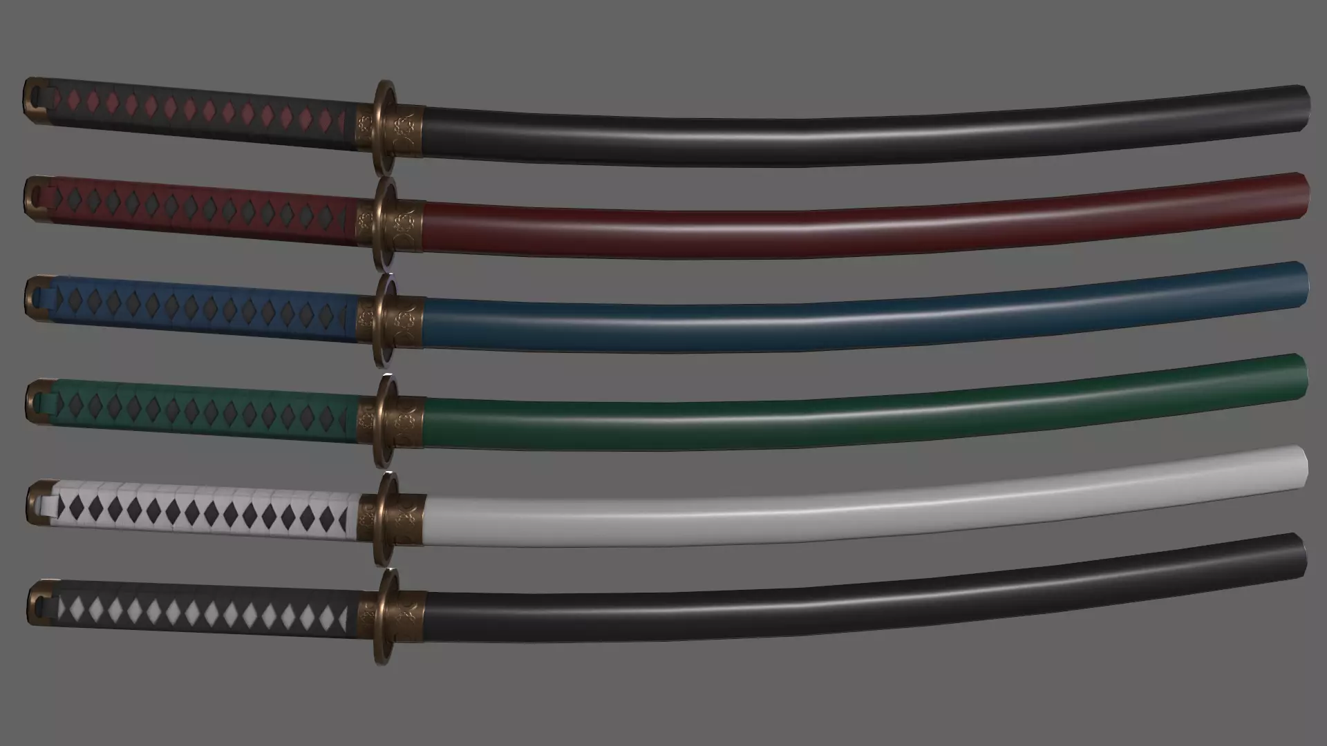 PBR Katana Japanese Sword V2 Low-poly 3D model