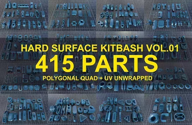Hard Surface Kitbash Vol1 - 415 Parts