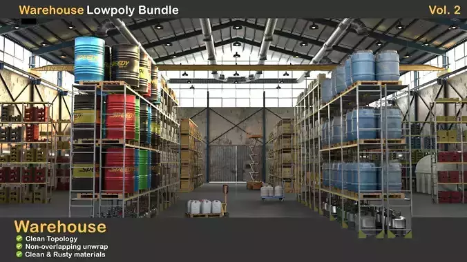 Warehouse Lowpoly Bundle VOL 2 Low-poly 3D model