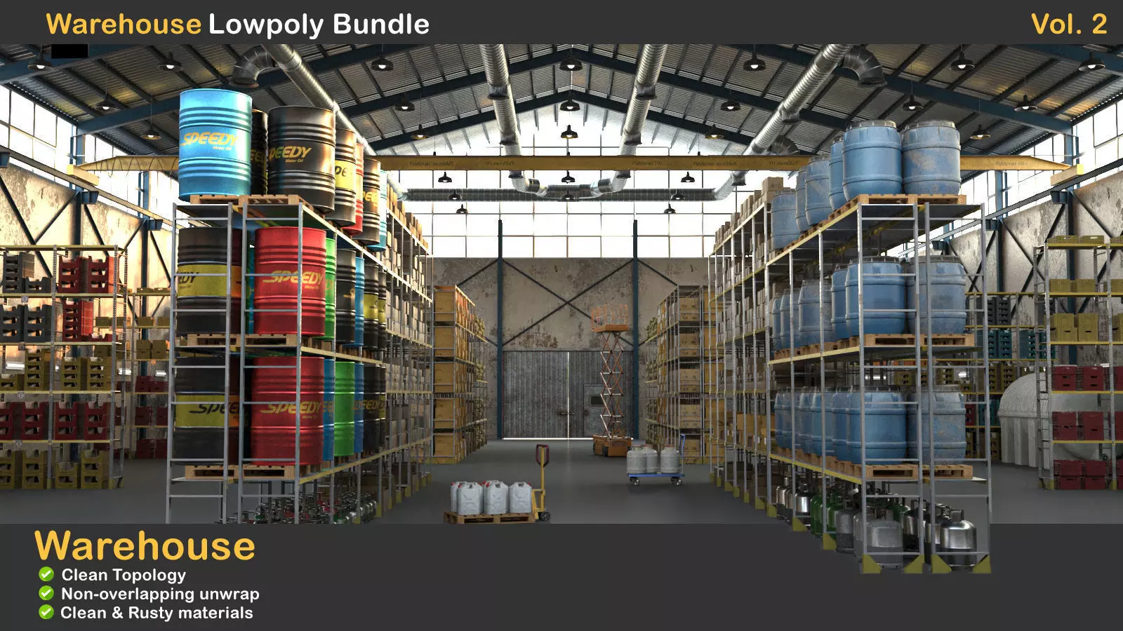 Warehouse Lowpoly Bundle VOL 2 Low-poly 3D model_0