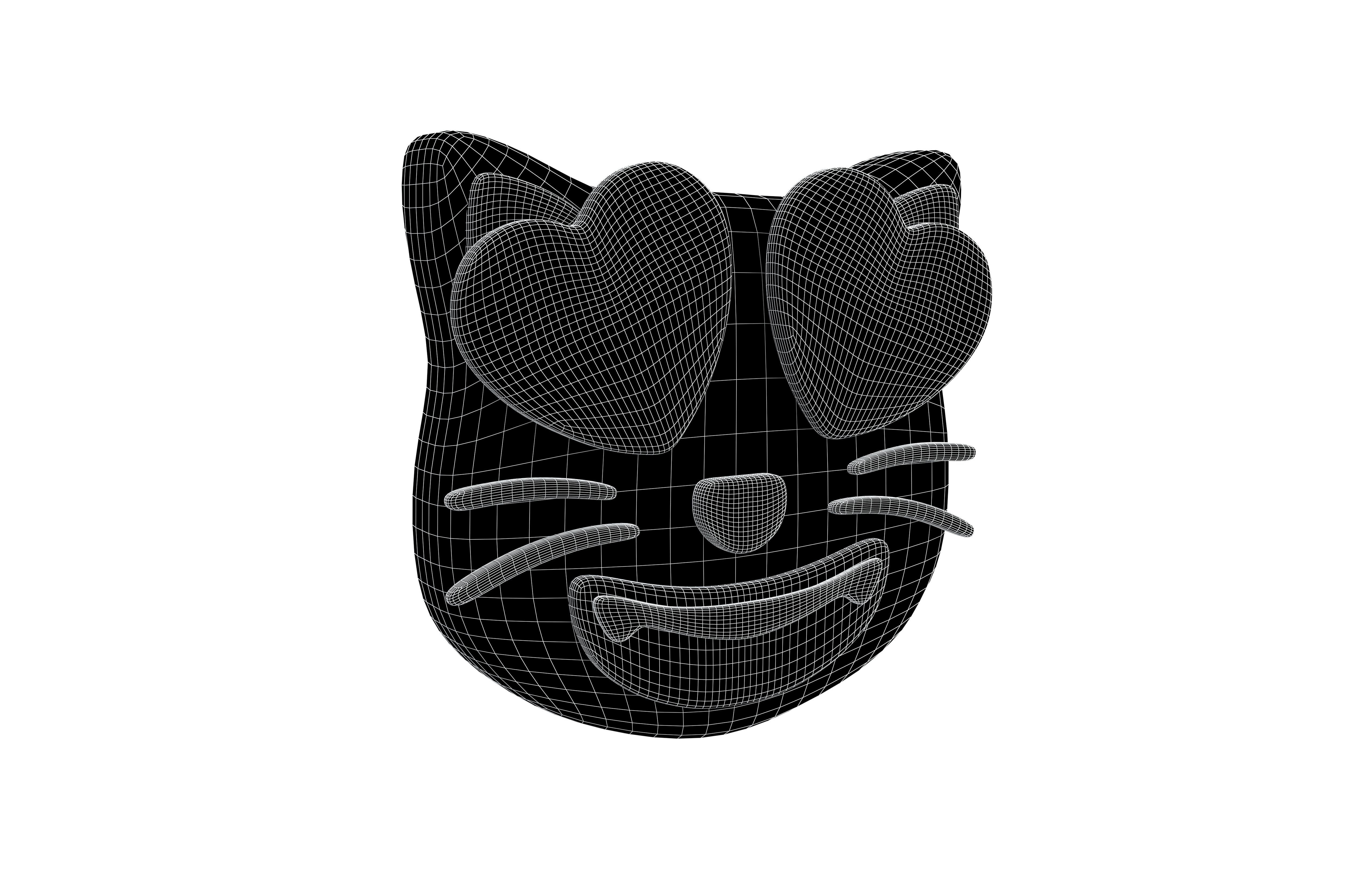 Twitter Smiling Cat with Heart-Eyes V1 007 Low-poly 3D model_5