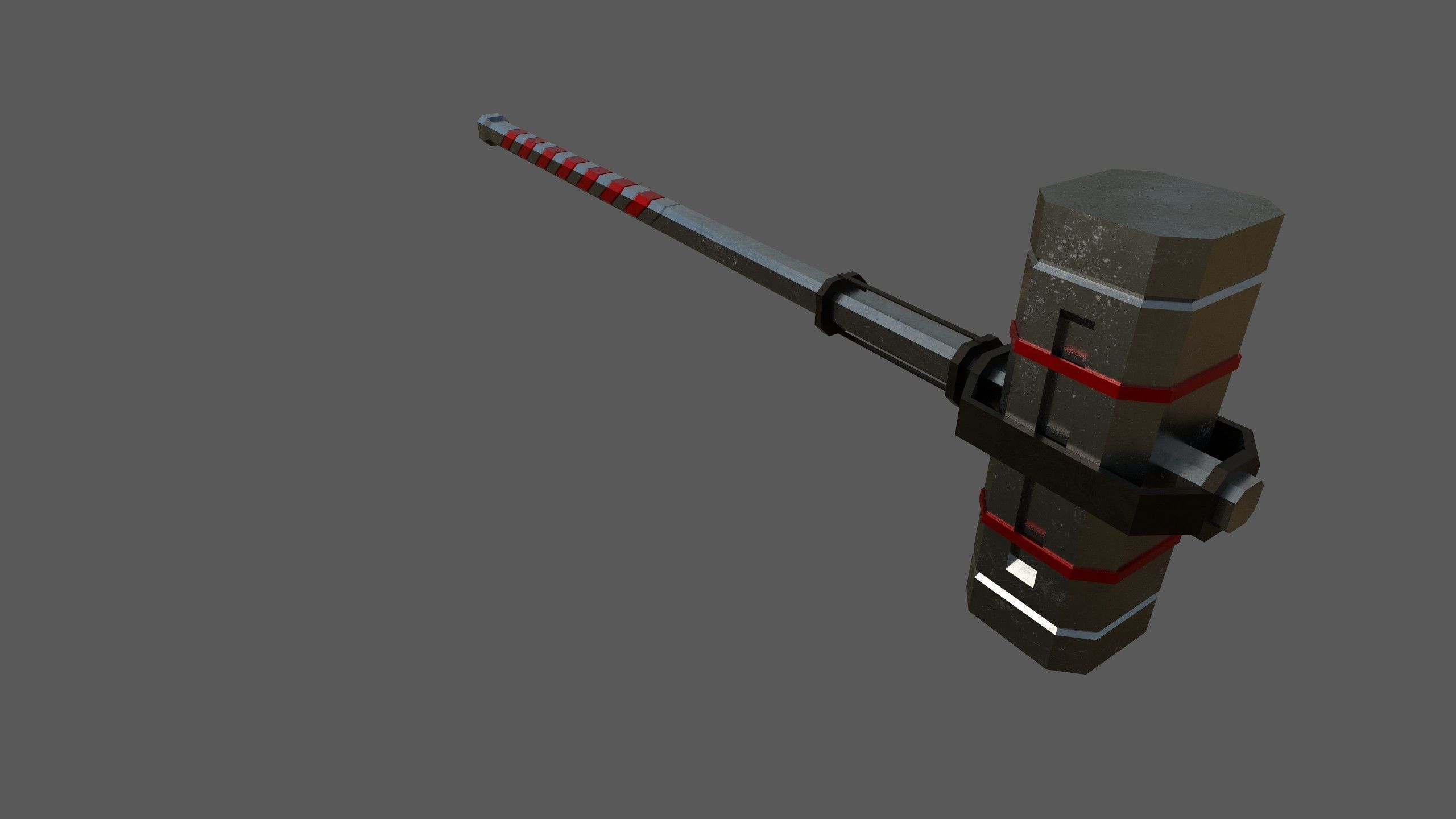 Hammer metal Low-poly 3D model_2