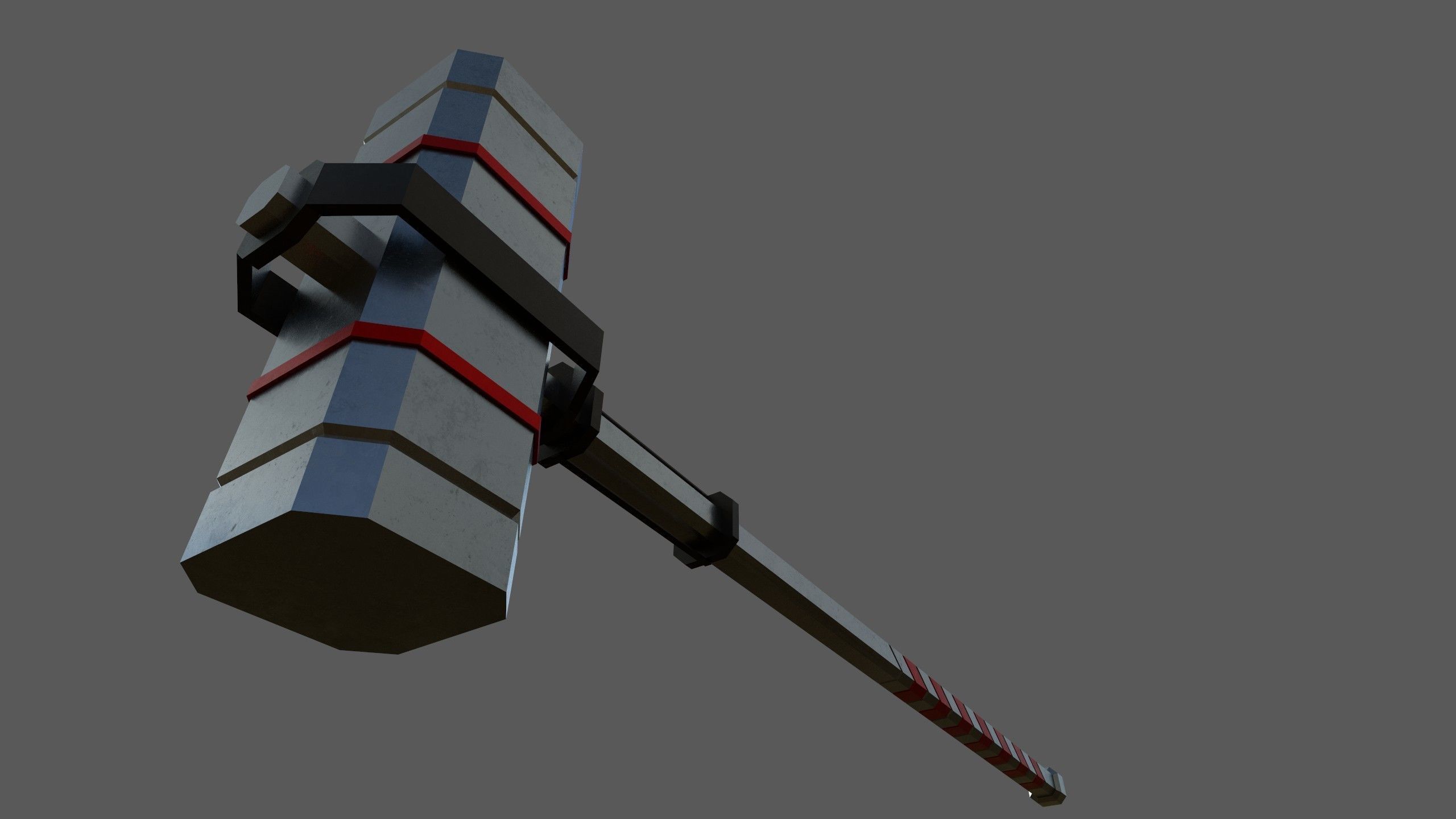 Hammer metal Low-poly 3D model_7