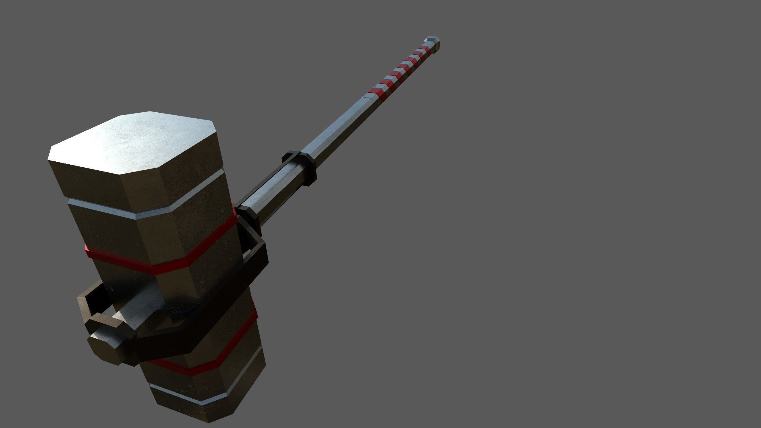 Hammer metal Low-poly 3D model_4