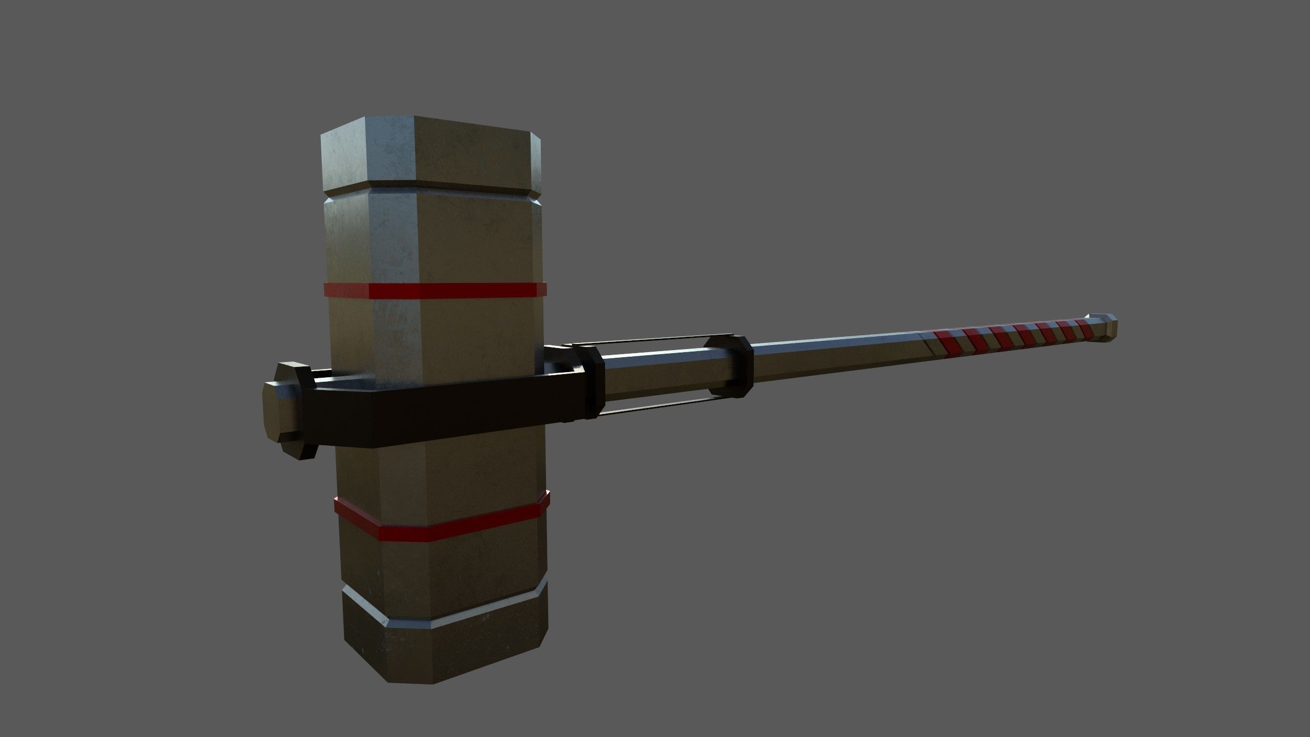 Hammer metal Low-poly 3D model_3