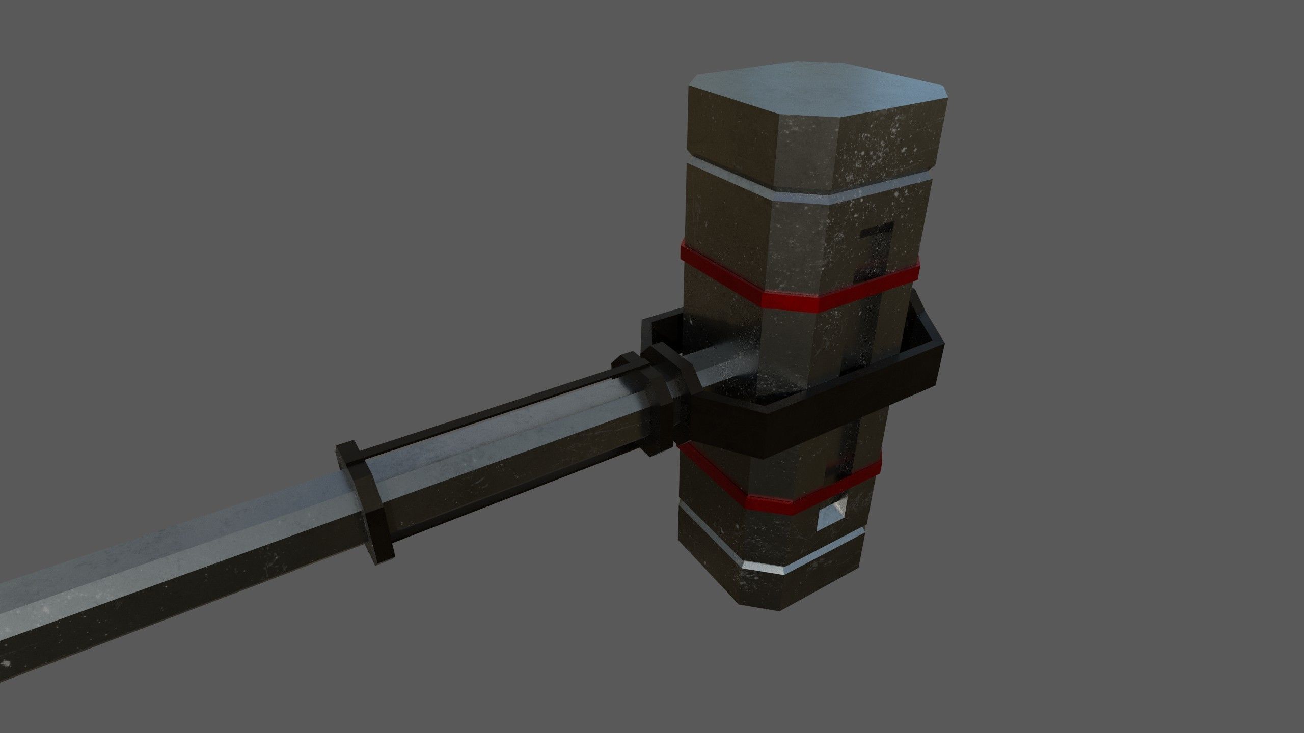 Hammer metal Low-poly 3D model_5