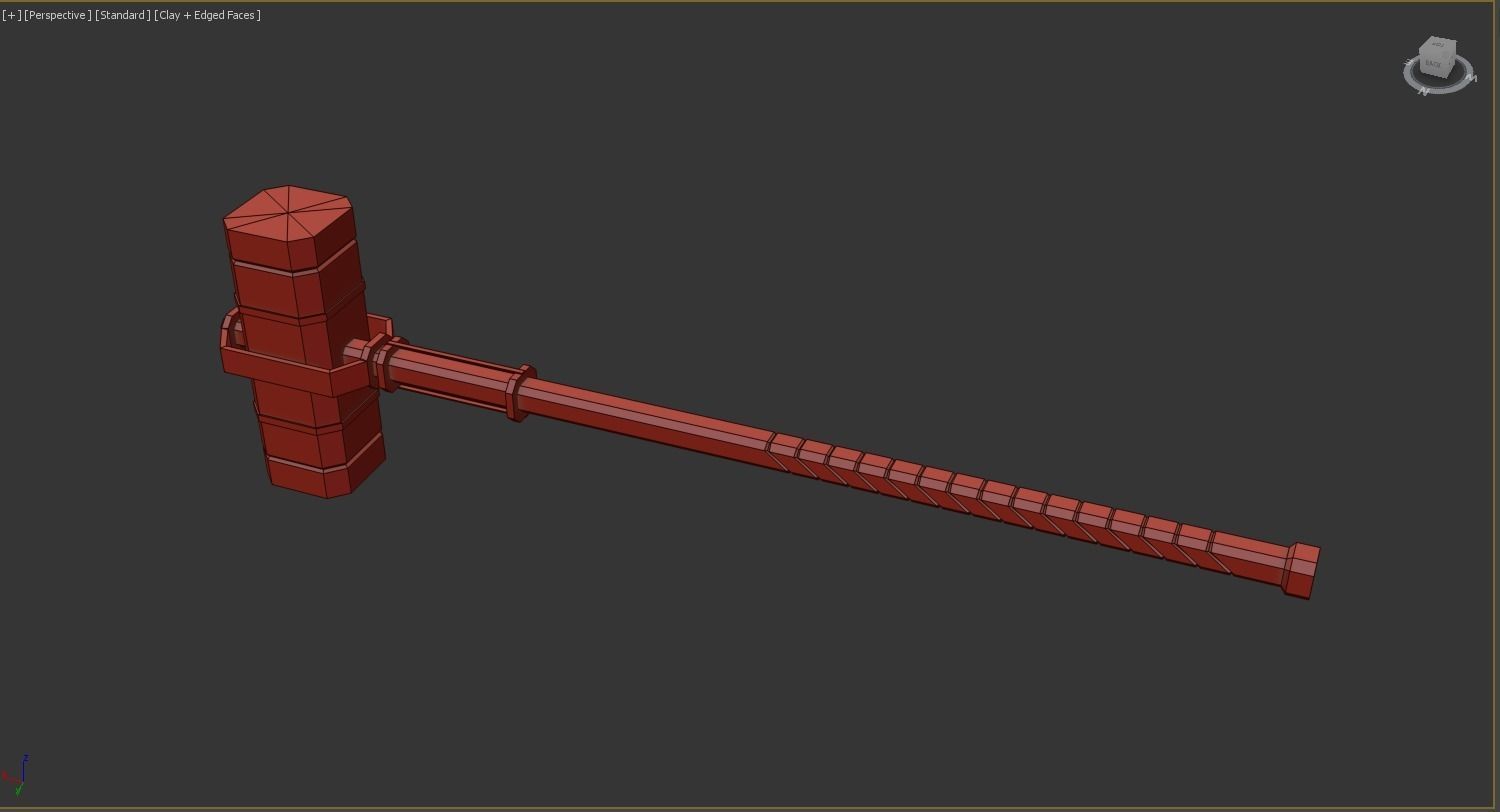Hammer metal Low-poly 3D model_10